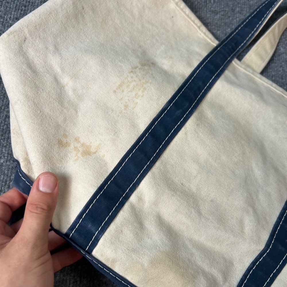 Vintage 80s 90s LL Bean Boat and Tote Large Navy Canvas Bag - Picture 2 of 9